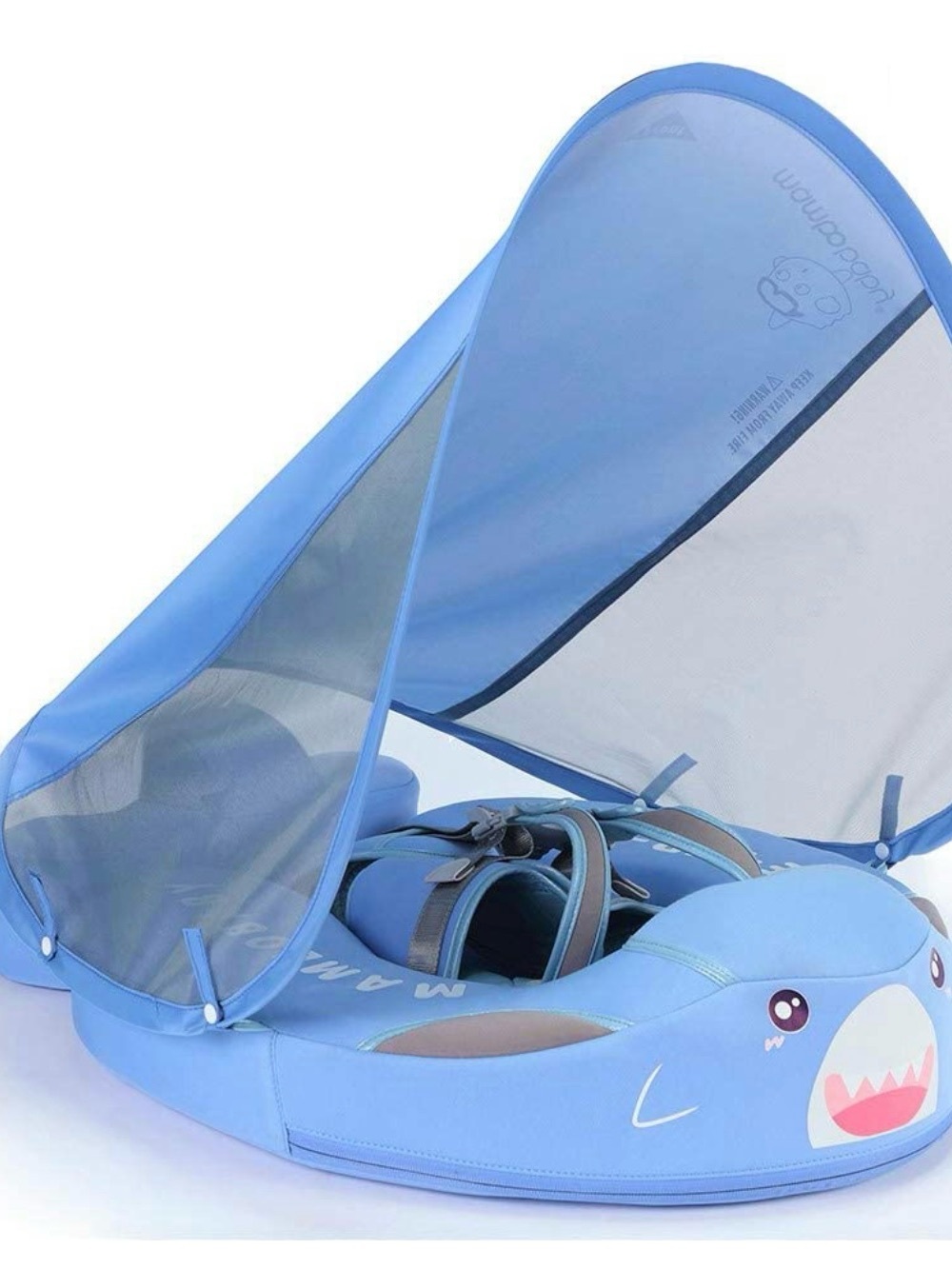 Mambobaby baby shark Blue baby Float with Removable canopy shade and tail pillow